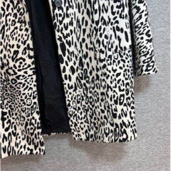 ZARA Womens Coat Jacket Small Leopard Print Black/White Single Buttoned Preppy - Picture 7 of 16